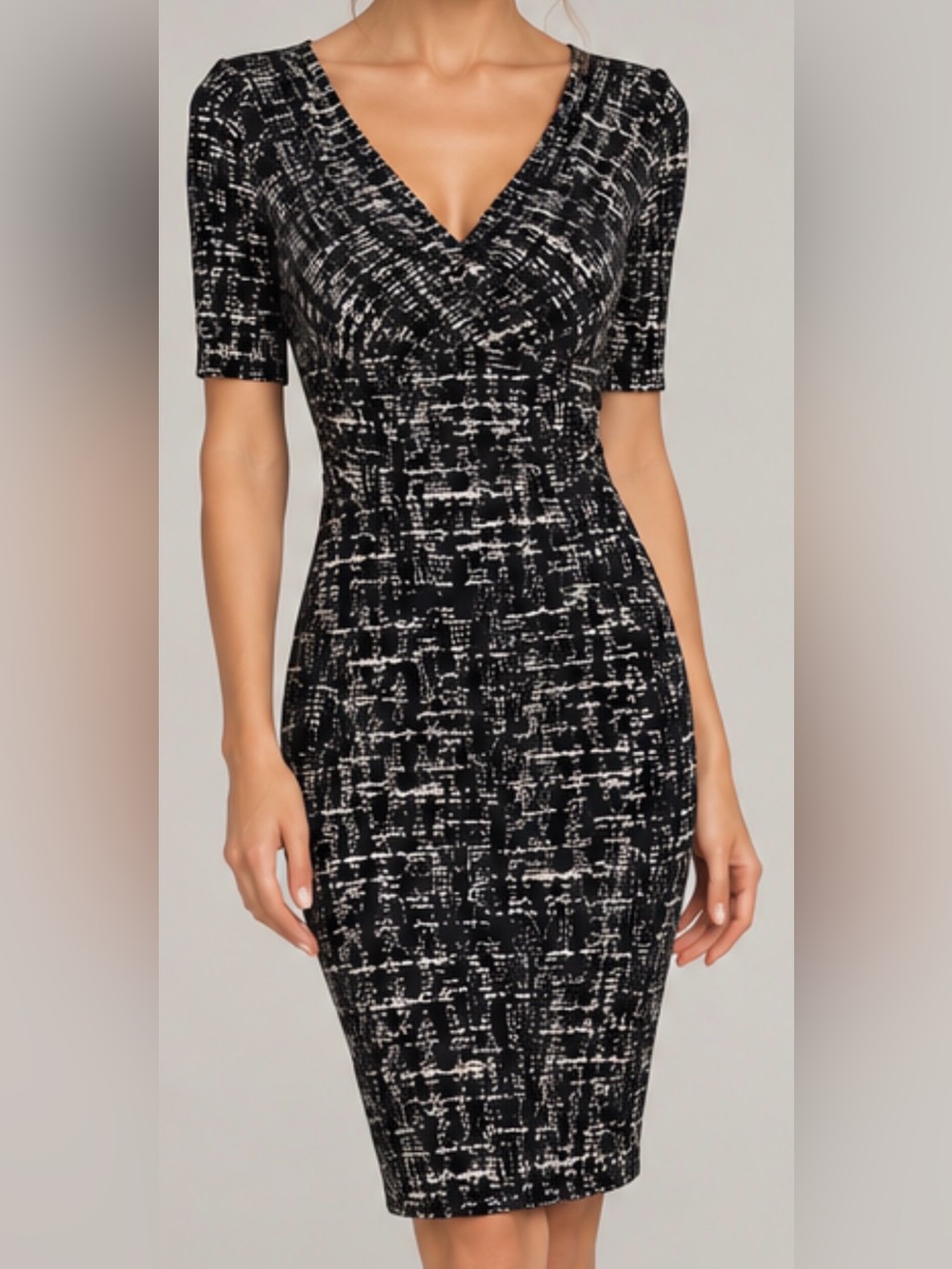 Ann Taylor Black White Faux Wrap Sheath Dress Size 2 Career Work Dress